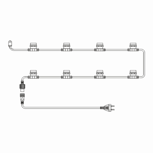 Белт-лайт, 2-х проводной, между лампами 20 см, патрон-резина (250 шт), 220 В, Белый провод